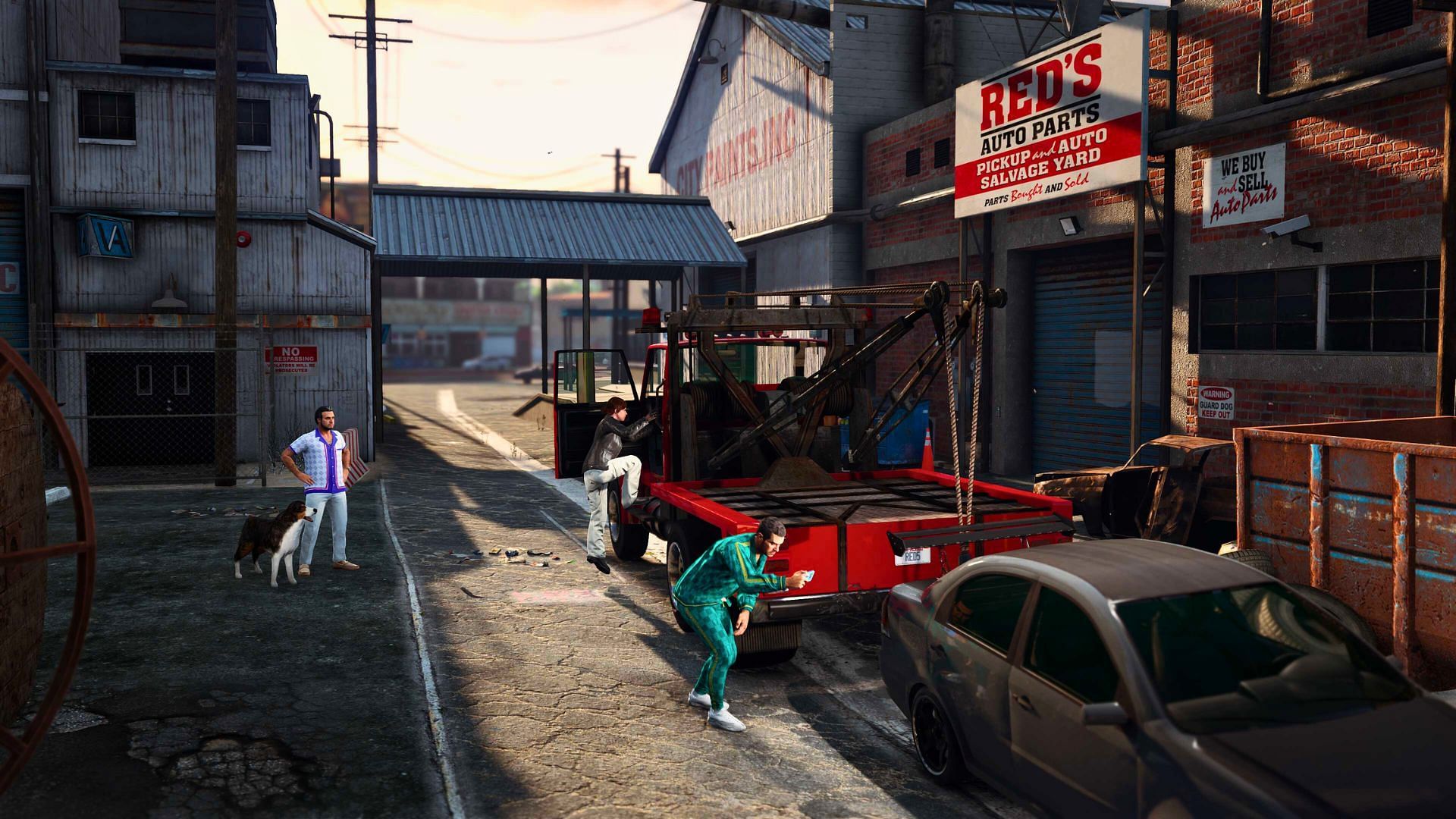 A promotional picture of the Salvage Yard business (Image via Rockstar Games)
